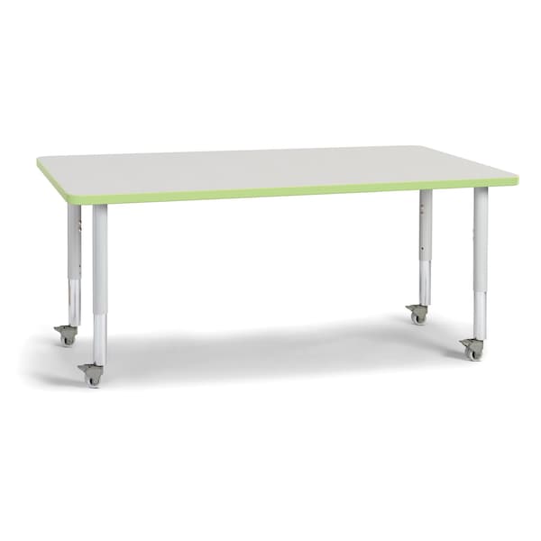 Jonti-Craft Berries Rectangle Activity Table, 30 in. x 60 in., Mobile, Freckled Gray/Key Lime/Gray 6408JCM130 - main